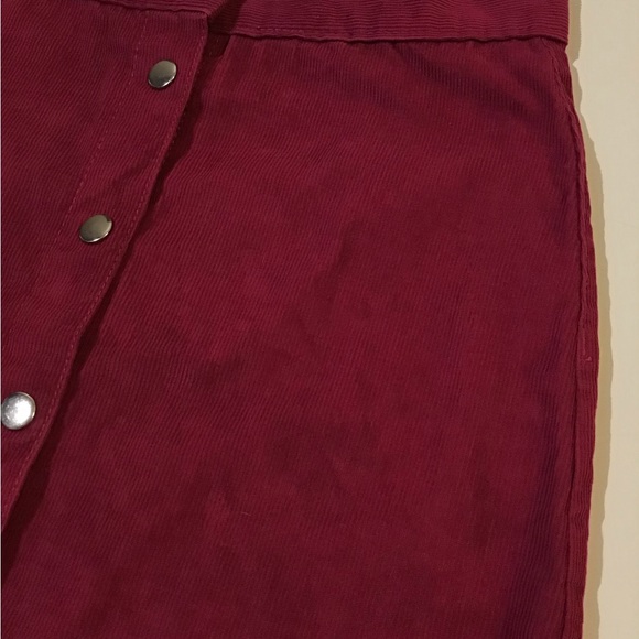 Maroon wine cranberry snap up corduroy mini skirt size L - Picture 13 of 14